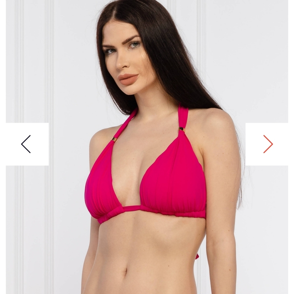 LAUREN RALPH LAUREN Women's Pink Stretch Tie Beach Club Halter Swimsuit Top